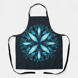 Turquoise Mandala - Blauwe Winter Sneeuwvlok Bloem Schort