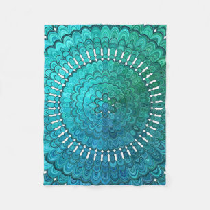 Turquoise Mandala Fleece Deken