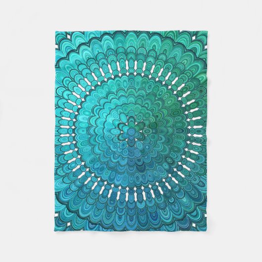 Turquoise Mandala Fleece Deken (Voorkant)