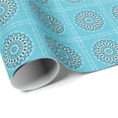 Turquoise Mandala Kaleidoscope Circles Cadeaupapier (Rol Hoek)