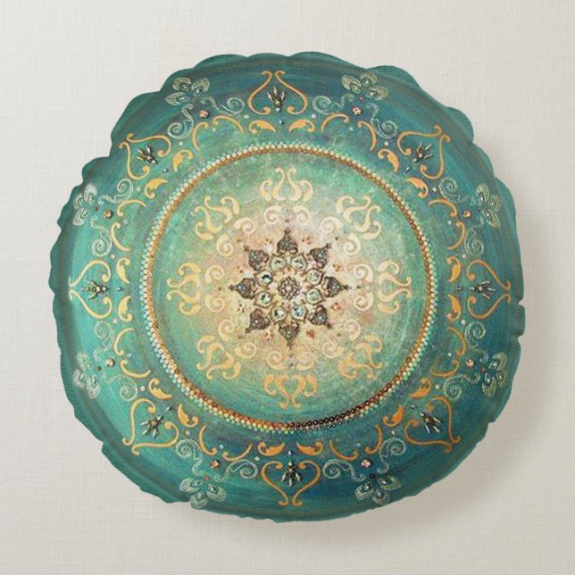 Turquoise Mandala - Kussen (Voorkant)