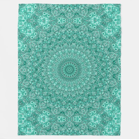 Turquoise mandala met ingewikkelde symmetrie fleece deken (Voorkant)
