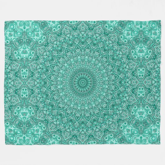 Turquoise mandala met ingewikkelde symmetrie fleece deken (Voorkant (Horizontaal))