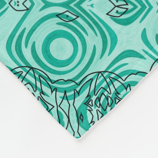 Turquoise mandala met ingewikkelde symmetrie fleece deken (Hoek)
