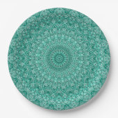 Turquoise mandala met ingewikkelde symmetrie papieren bordje (Voorkant)