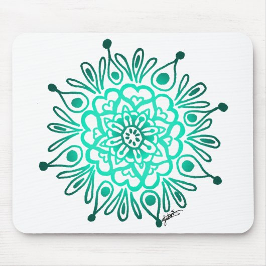 Turquoise Mandala Mousepad Muismat (Voorkant)