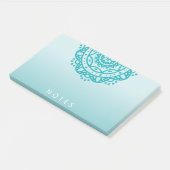 Turquoise Mandala Ombre Post-it merkt op Post-it® Notes (Schuin)