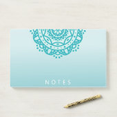Turquoise Mandala Ombre Post-it merkt op Post-it® Notes (Op bureau)