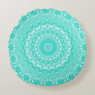 Turquoise Mandala Patroon Rond Kussen
