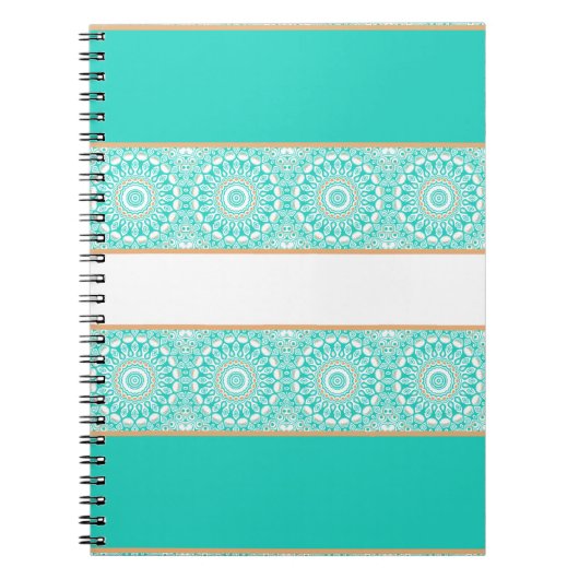 Turquoise Mandala Streeppatroon Notitieboek (Voorkant)
