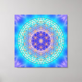 turquoise mandala with flower of life canvas afdruk (Voorkant)