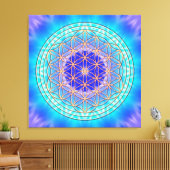 turquoise mandala with flower of life canvas afdruk (Insitu (Woonkamer))