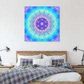 turquoise mandala with flower of life canvas afdruk (Insitu (Slaapkamer))