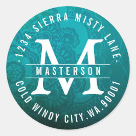 Turquoise Mandala Zen Circle Return Address Label