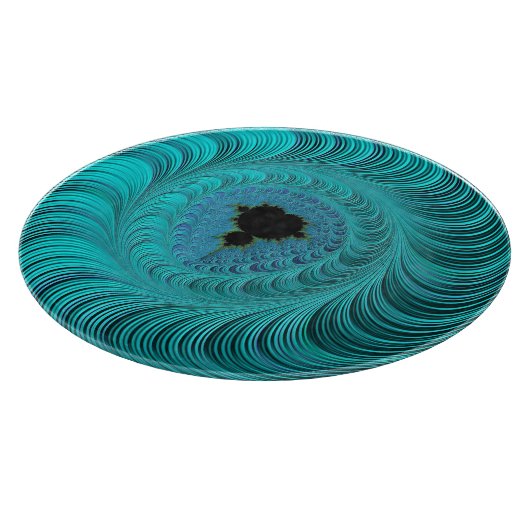 Turquoise Mandelbrot Whirlpool Fractal Abstract Snijplank (Hoek)
