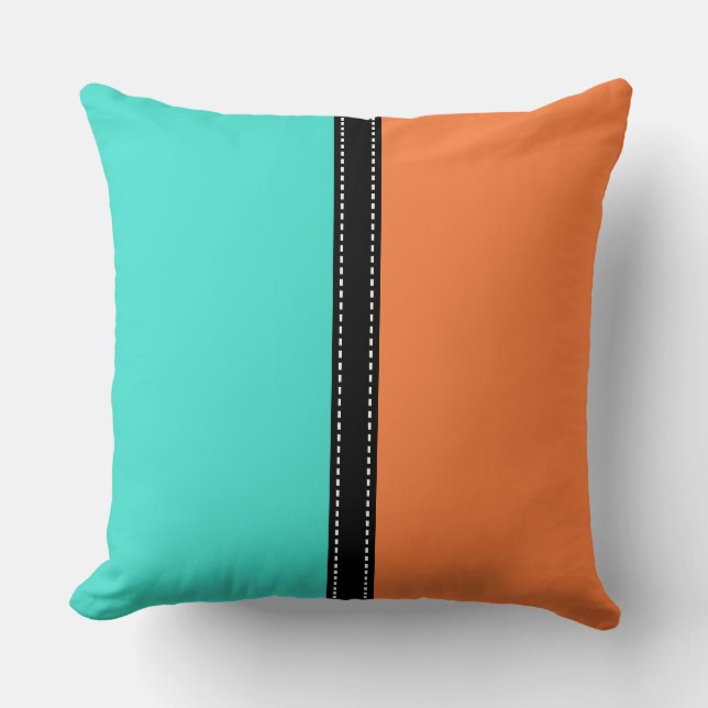 Turquoise & Mango Tango Solid Color Background Kussen (Voorkant)