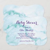Turquoise Marble Baby shower Invitation Kaart (Voorkant / Achterkant)