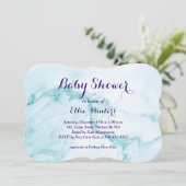 Turquoise Marble Baby shower Invitation Kaart (Staand voorkant)