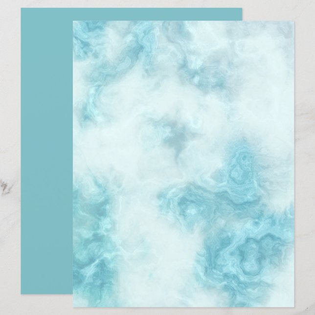 Turquoise Marble Background Craft Scrapbook Paper (Voorkant / Achterkant)
