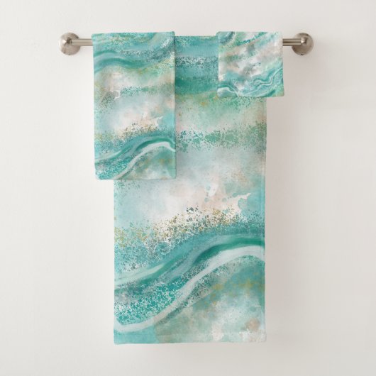 Turquoise Marble Bath Towels Set Gift Bad Handdoek (Insitu)