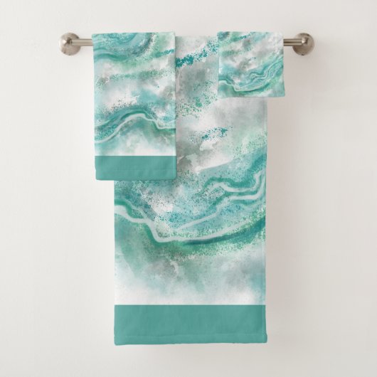 Turquoise Marble Bath Towels Set Gift Bad Handdoek (Insitu)