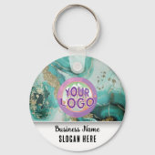 Turquoise Marble Branding Elegant Business Logo Sleutelhanger (Voorkant)