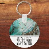Turquoise Marble Branding Elegant Business Logo Sleutelhanger (Achterkant)