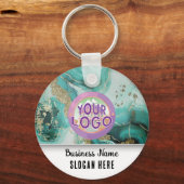 Turquoise Marble Branding Elegant Business Logo Sleutelhanger (Voorkant)