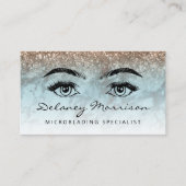 Turquoise Marble Bronze Glitter Eyes Microblading Visitekaartje (Voorkant)