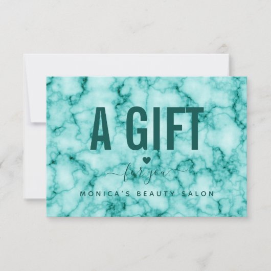 Turquoise Marble Elegant Girly Trendy Beauty Salon (Voorkant)