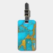 Turquoise Marble GOLD Glitter - ADD Initialen Bagagelabel (Voorkant verticaal)