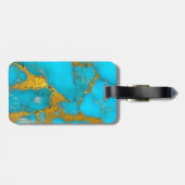 Turquoise Marble GOLD Glitter - ADD Initialen Bagagelabel (Achterkant horizontaal)