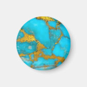 Turquoise Marble GOLD Glitter - ADD Initialen Magneet (Voorkant)