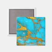 Turquoise Marble GOLD Glitter - ADD Initialen Magneet (Voorkant / Achterkant)