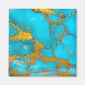 Turquoise Marble GOLD Glitter - ADD Initialen Magneet (Voorkant)