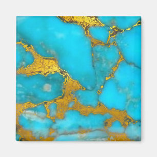 Turquoise Marble GOLD Glitter - ADD Initialen Magneet