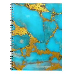 Turquoise Marble GOLD Glitter - ADD Initialen Notitieboek