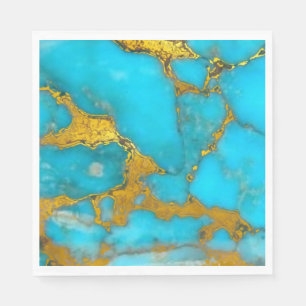 Turquoise Marble GOLD Glitter - ADD Initialen Servet