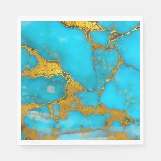 Turquoise Marble GOLD Glitter - ADD Initialen Servet (Voorkant)