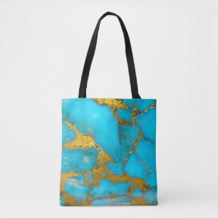 Turquoise Marble GOLD Glitter - ADD Initialen Tote Bag