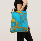 Turquoise Marble GOLD Glitter - ADD Initialen Tote Bag (Dichtbij)