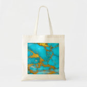 Turquoise Marble GOLD Glitter - ADD Initialen Tote Bag (Voorkant)
