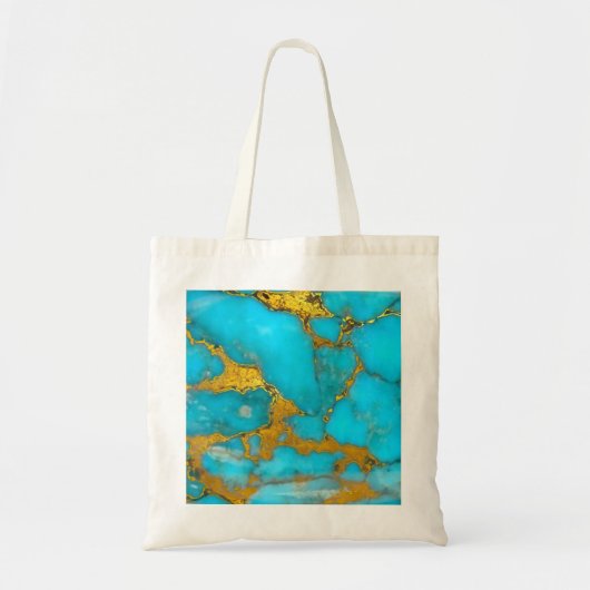 Turquoise Marble GOLD Glitter - ADD Initialen Tote Bag (Voorkant)