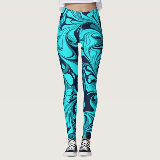Turquoise Marble Leggings (Voorkant)