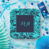 Turquoise Marble Papieren Bordje (Feest)