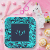 Turquoise Marble Papieren Bordje (Feest)