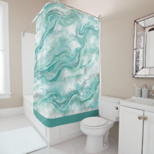 Turquoise Marble Shower Curtain Douchegordijn
