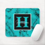 Turquoise Marble Sophisticated monogram name Muismat (Met muis)