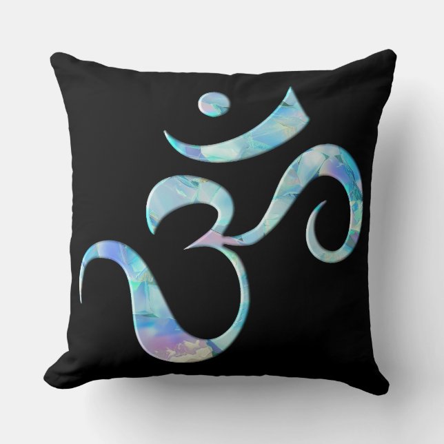 Turquoise Marbled Om Kussen (Voorkant)