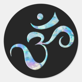 Turquoise Marbled Om Ronde Sticker